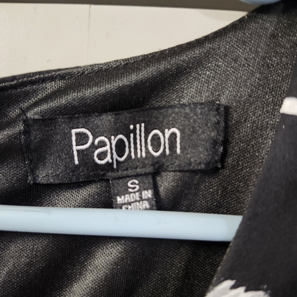 Papillon Floral Black Sleeveless Dress Sz S - Picture 2 of 5